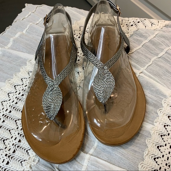 Brand new Tsakiris Mallas Silver Flat Ankle Strap Tong Sandals Leather Insole 39 - Picture 6 of 8